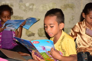After the Reading Camp was established, children like Maksimilianus, Fransiska and Ananda came with great enthusiasm.