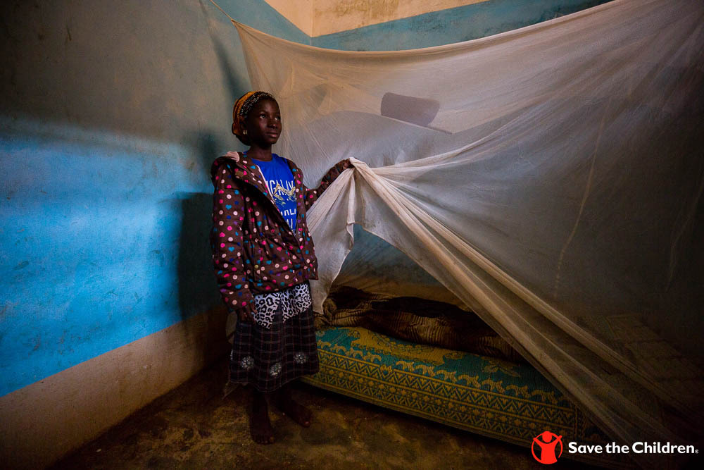 Mosquitos bite at night, which is why Gniré must be protected as she sleeps.