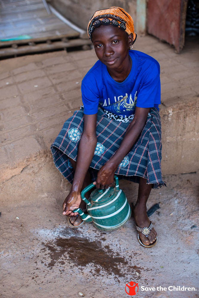 Gniré knows that washing her hands will keep her healthy.